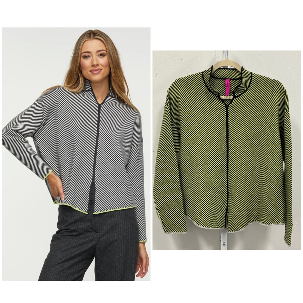 Zaket & Plover Neru Collar Sweater Cashmere Cotton Blend Contemporary Knit Green